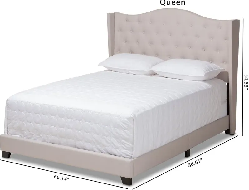 Contemporary Beige Upholstered King Bed - Natasha