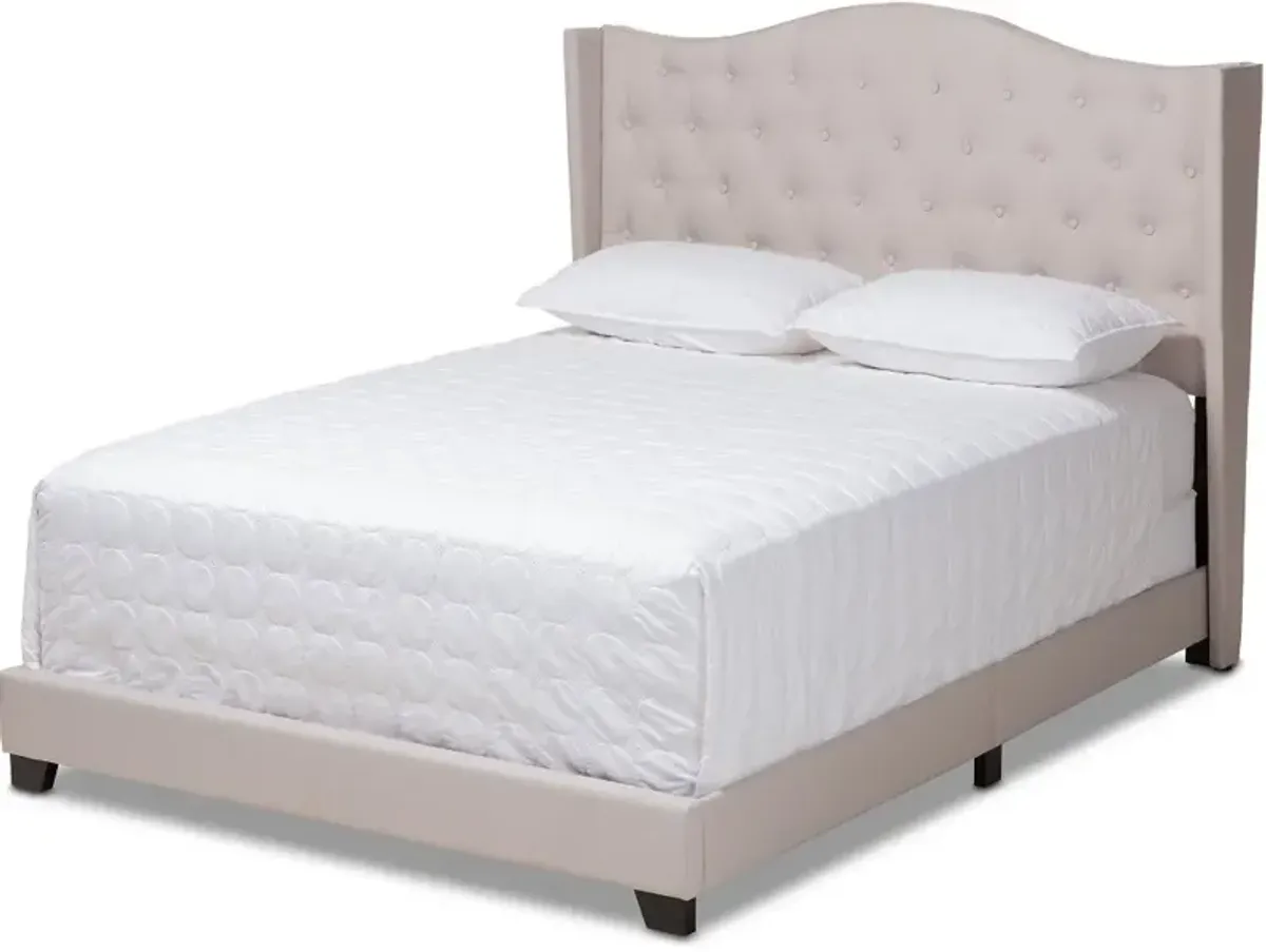 Contemporary Beige Upholstered King Bed - Natasha