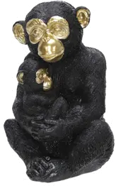9 Inch Black Polyresin Monkey Figurine Sculpture