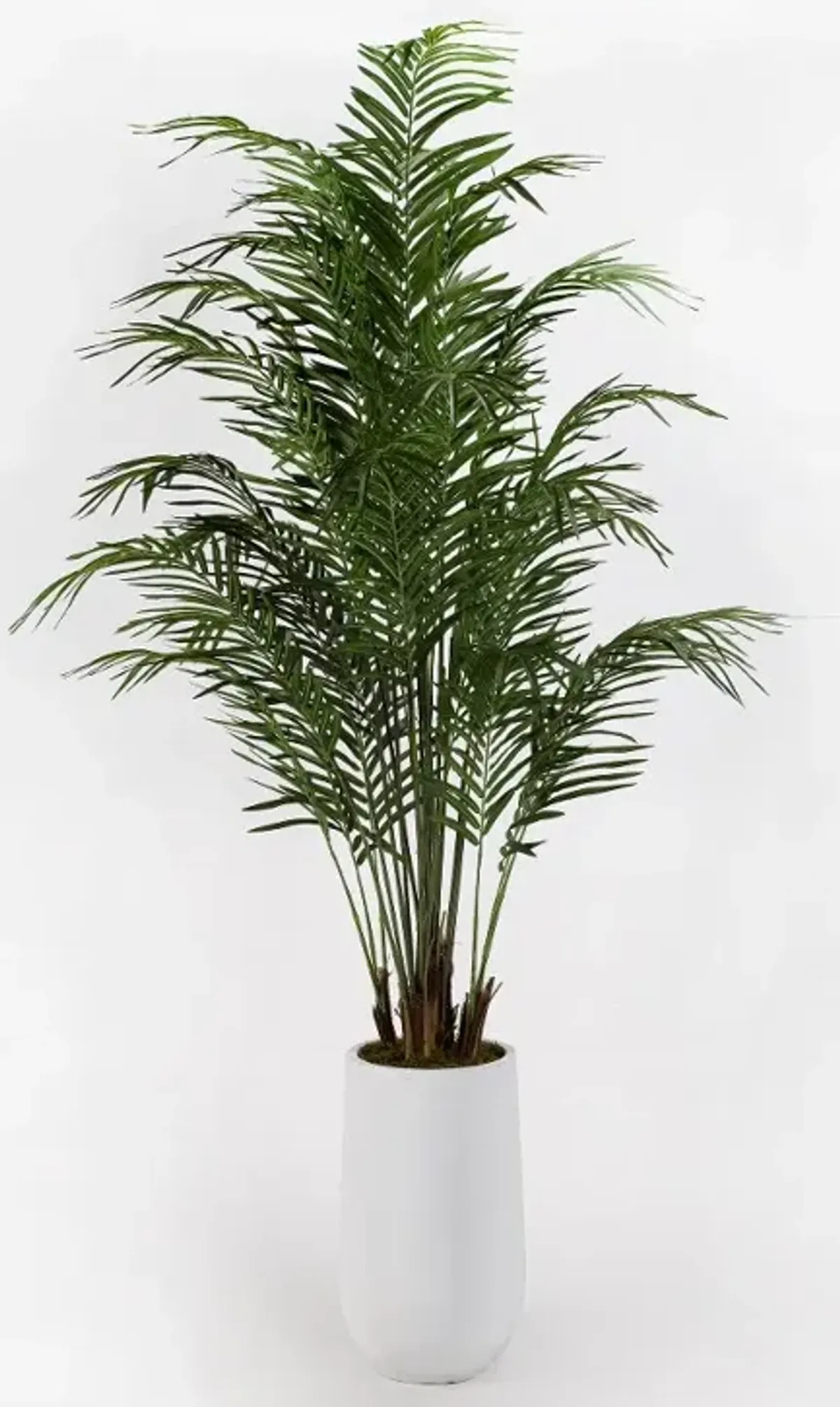 Faux Green Areca Palm Tree Arrangement in White Planter