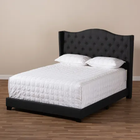 Contemporary Charcoal Gray Upholstered Queen Bed - Natasha
