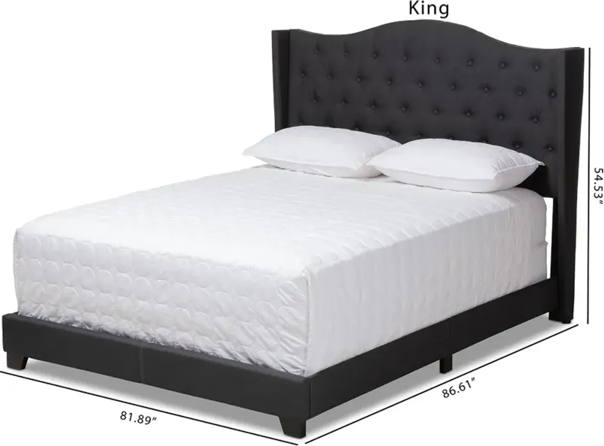 Contemporary Charcoal Gray Upholstered Queen Bed - Natasha