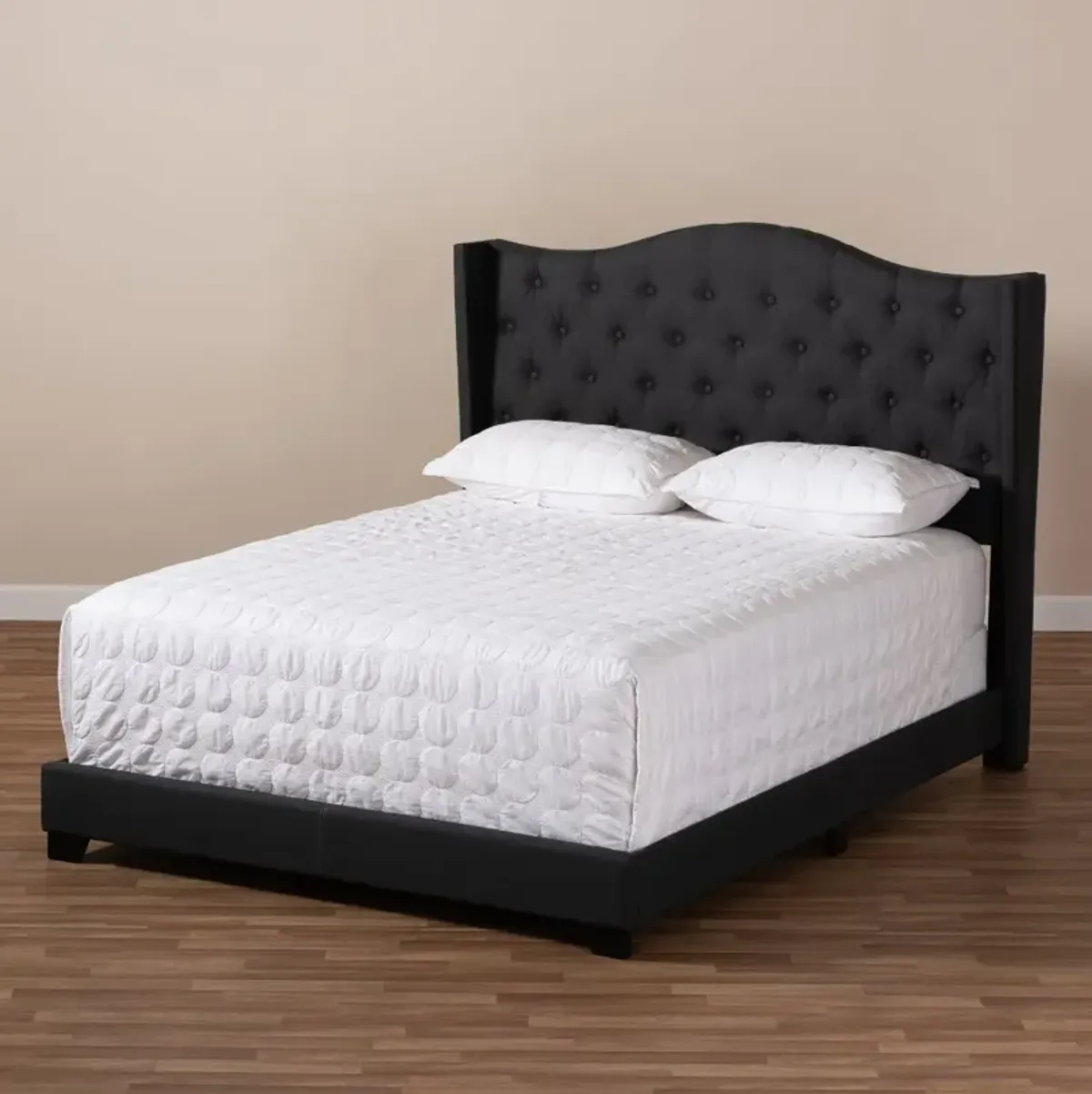 Contemporary Charcoal Gray Upholstered Queen Bed - Natasha