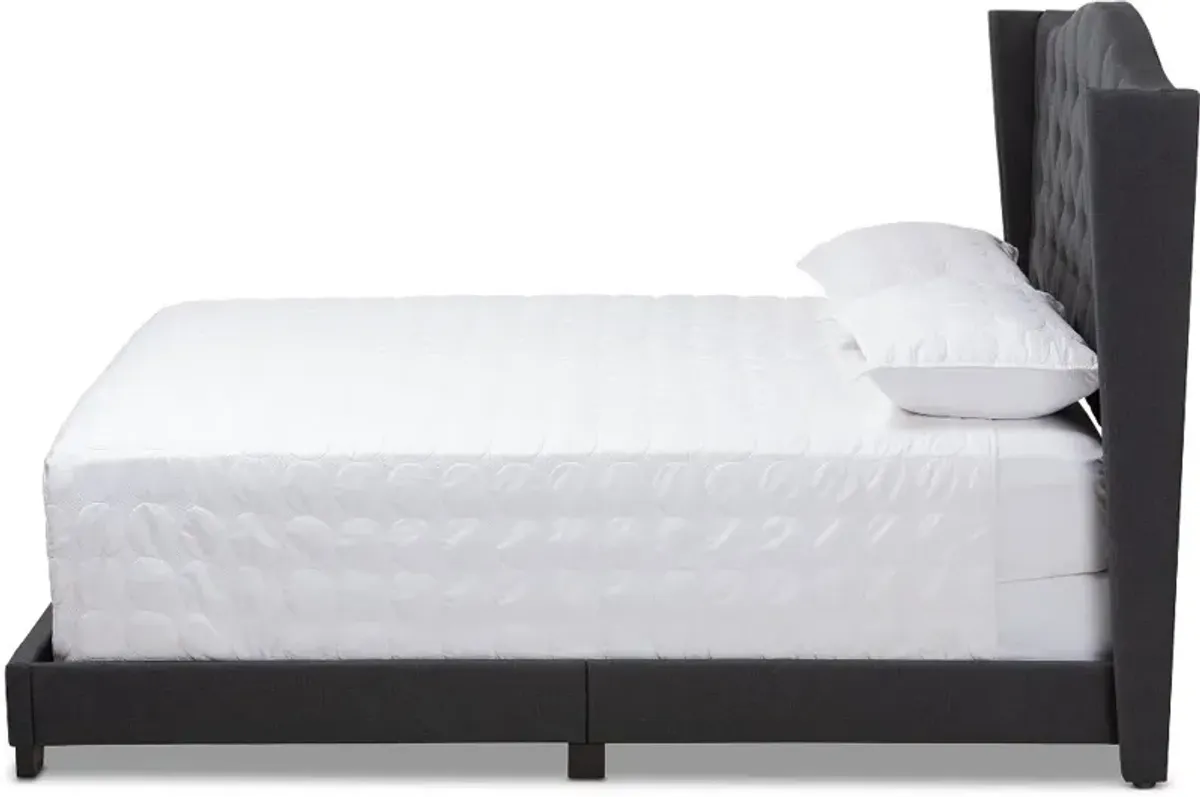 Contemporary Charcoal Gray Upholstered Queen Bed - Natasha