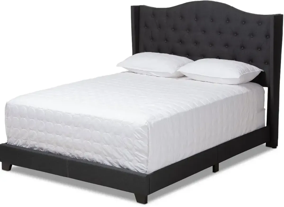 Contemporary Charcoal Gray Upholstered Queen Bed - Natasha