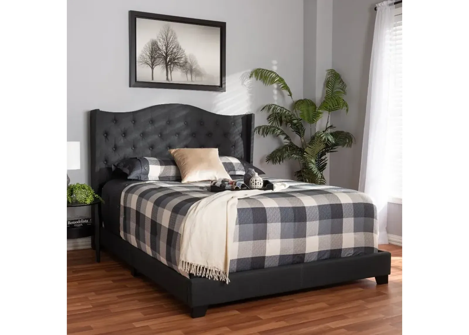 Contemporary Charcoal Gray Upholstered King Bed - Natasha