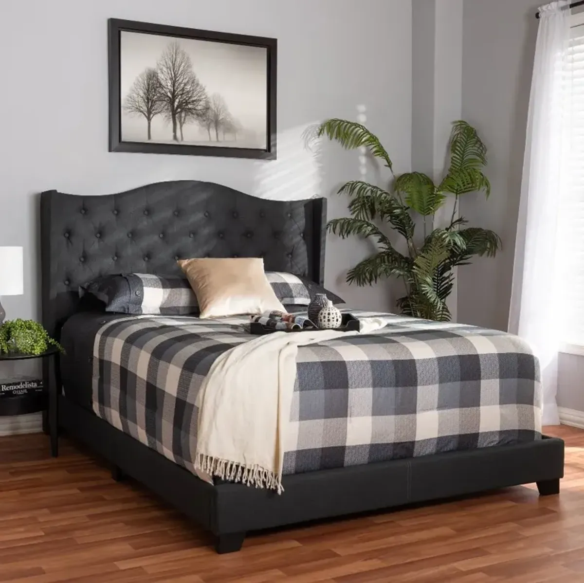 Contemporary Charcoal Gray Upholstered King Bed - Natasha