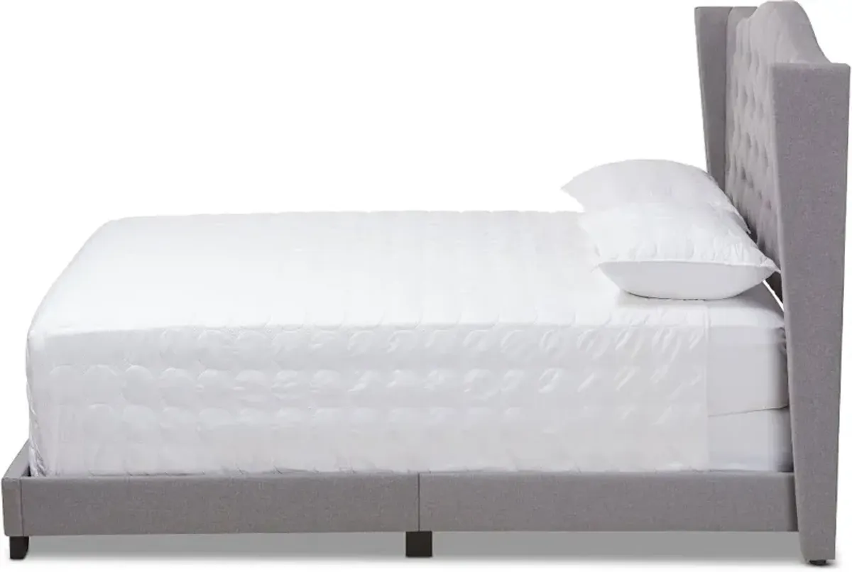 Contemporary Light Gray Upholstered Full Bed - Natasha