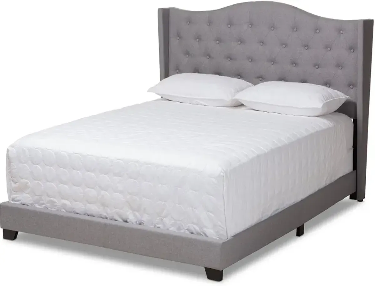 Contemporary Light Gray Upholstered Full Bed - Natasha