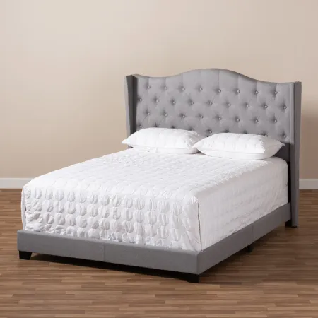 Contemporary Light Gray Upholstered Queen Bed - Natasha