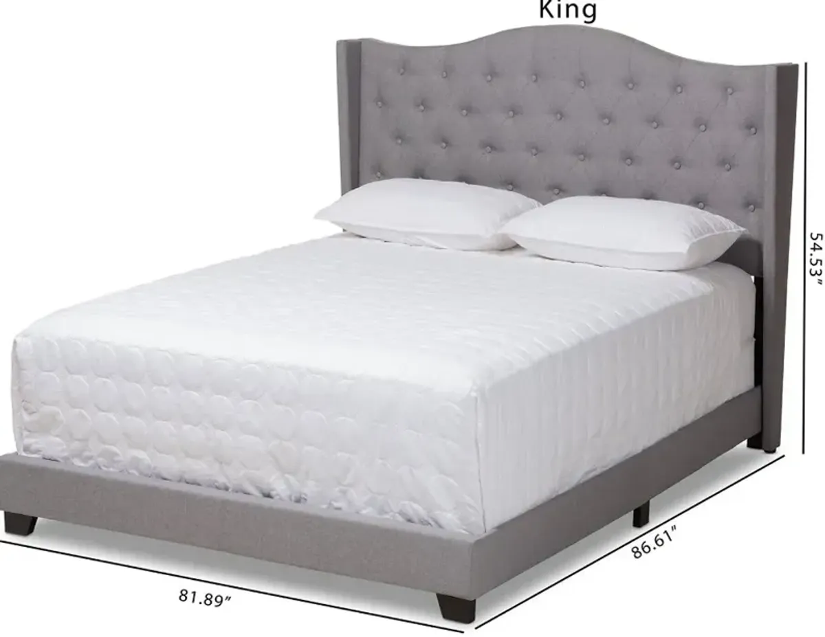 Light Gray Upholstered King Bed - Natasha