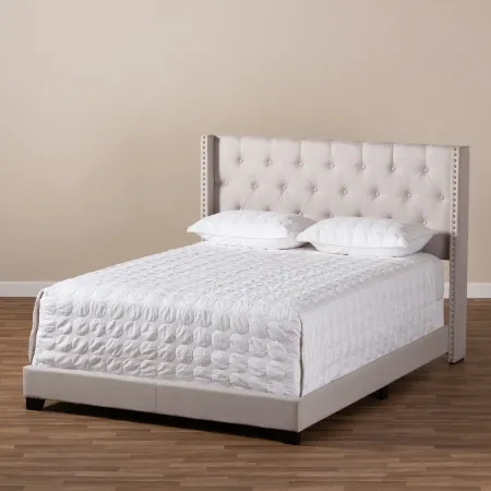 Contemporary Beige Upholstered Full Bed - Westley