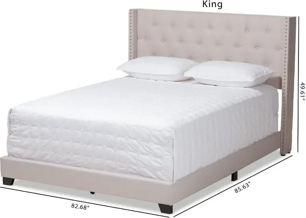 Contemporary Beige Upholstered King Bed - Westley