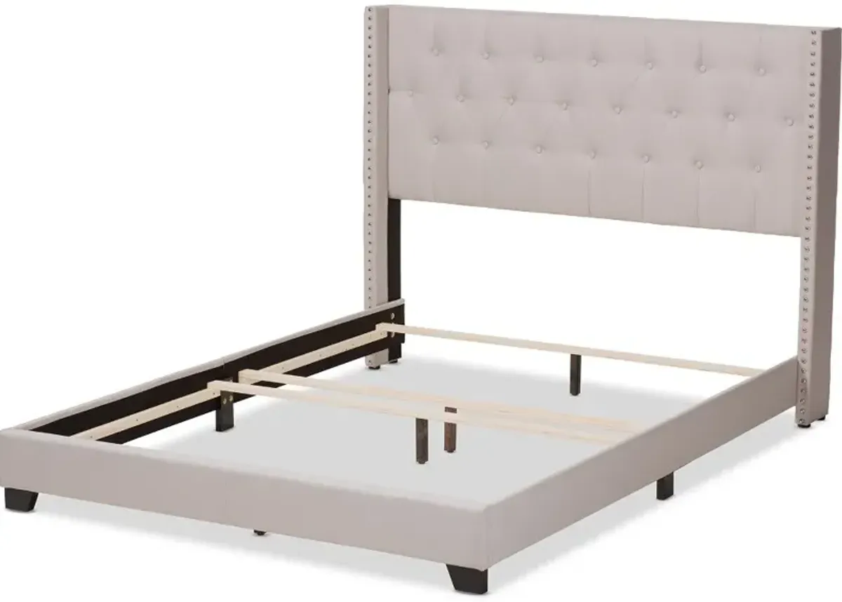 Contemporary Beige Upholstered King Bed - Westley