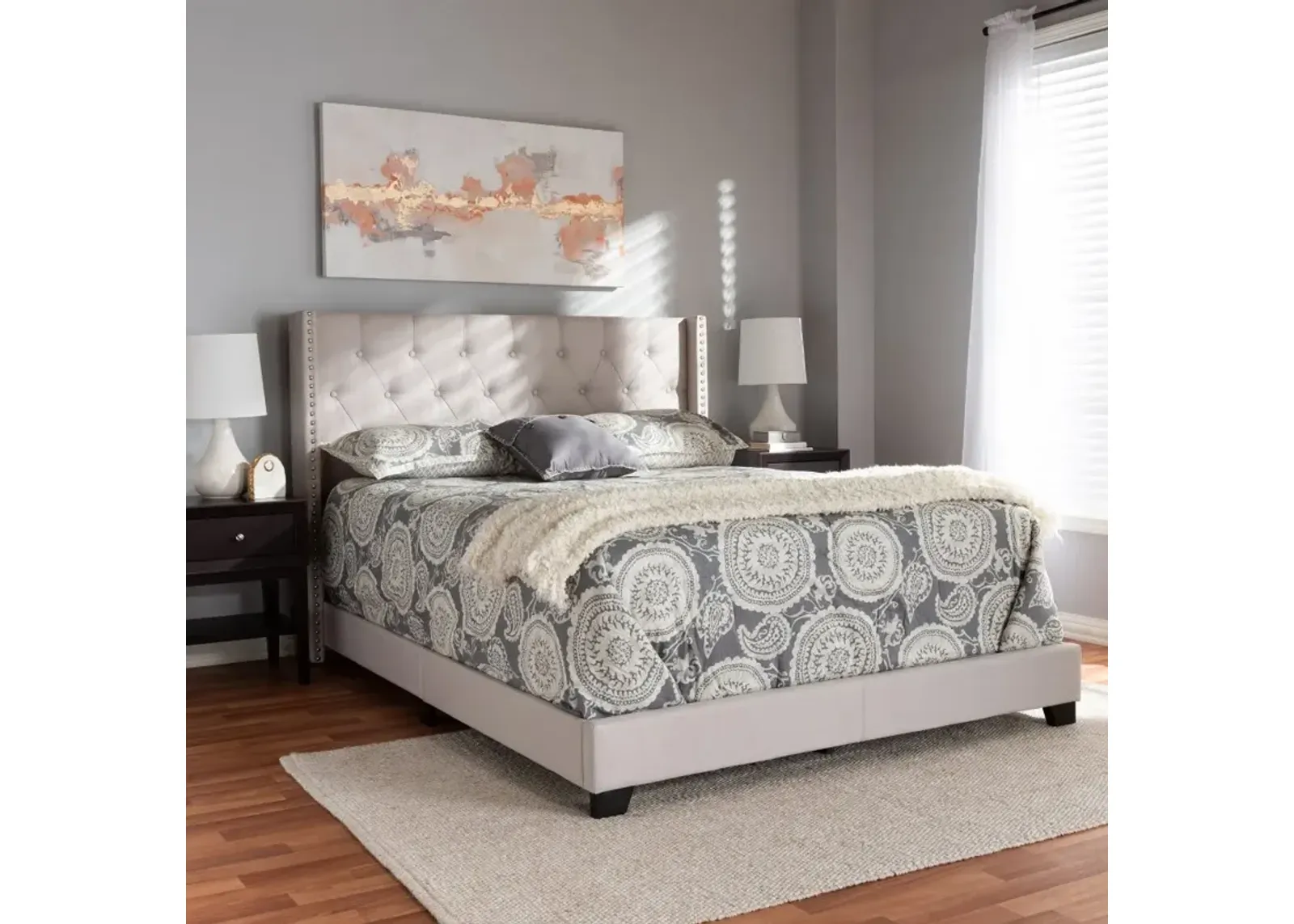 Contemporary Beige Upholstered King Bed - Westley