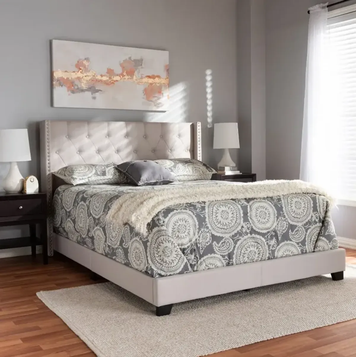 Contemporary Beige Upholstered King Bed - Westley