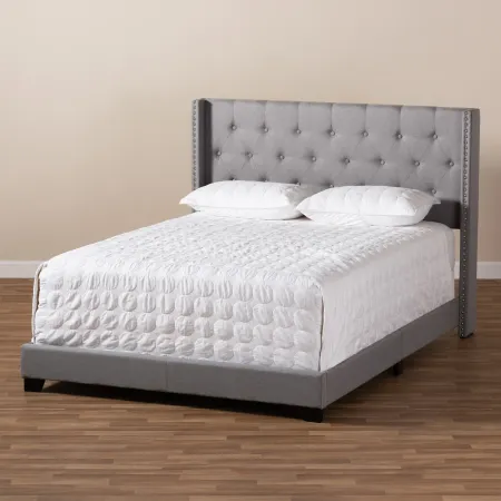 Contemporary Light Gray Upholstered Queen Bed - Westley