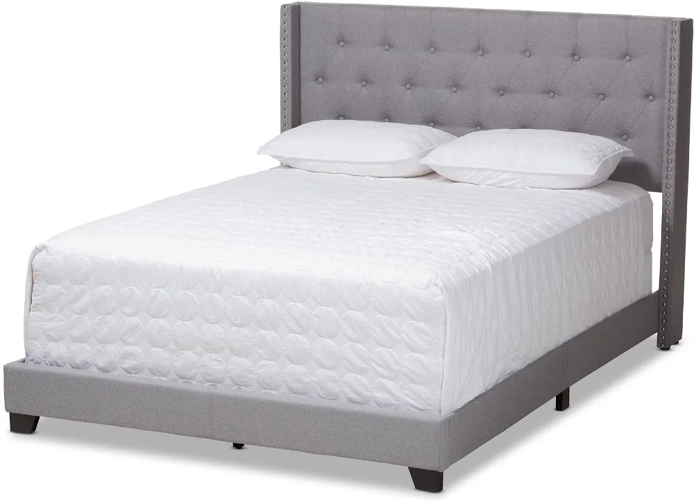 Contemporary Light Gray Upholstered Queen Bed - Westley