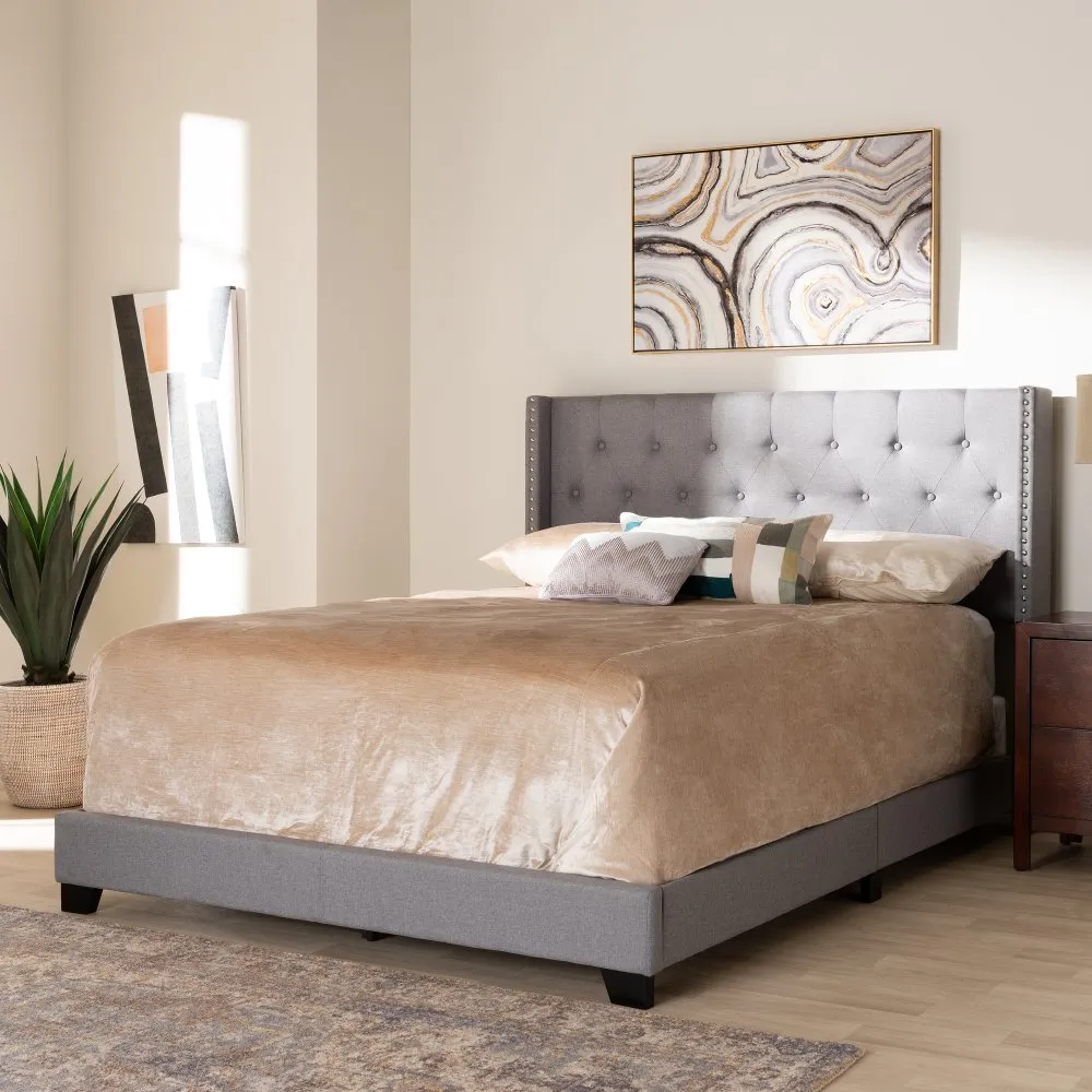 Contemporary Light Gray Upholstered Queen Bed - Westley