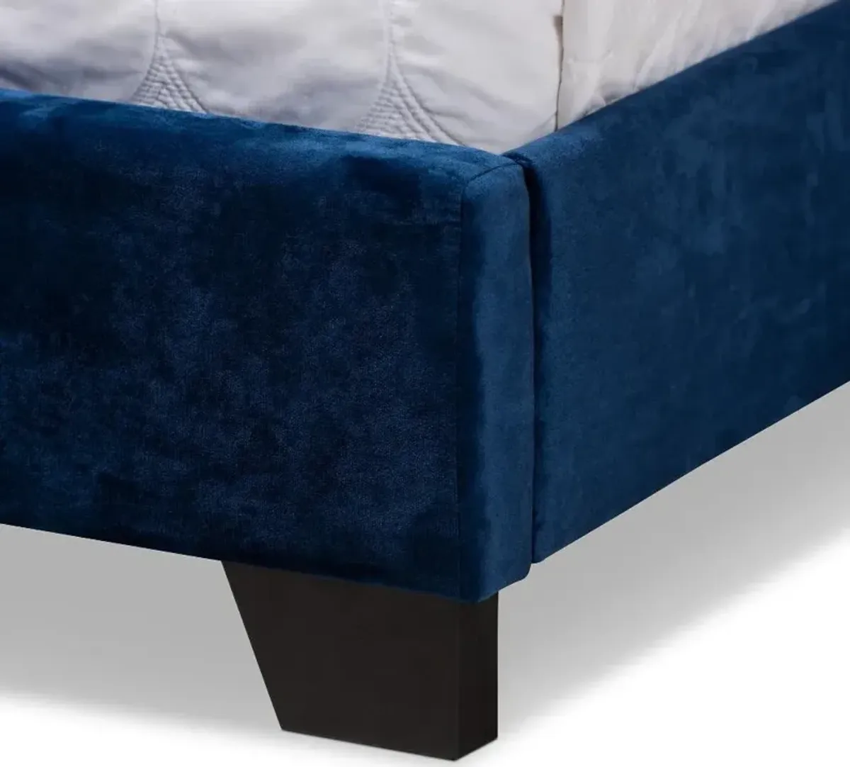 Glam Navy Blue Velvet Upholstered Full Bed - Katelin