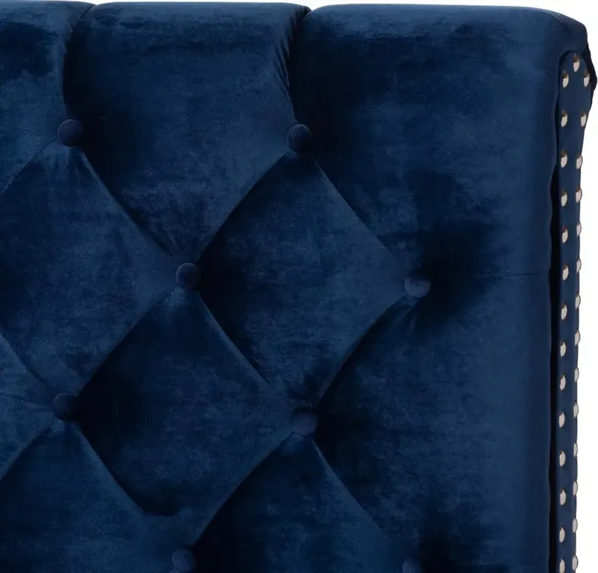 Glam Navy Blue Velvet Upholstered Full Bed - Katelin