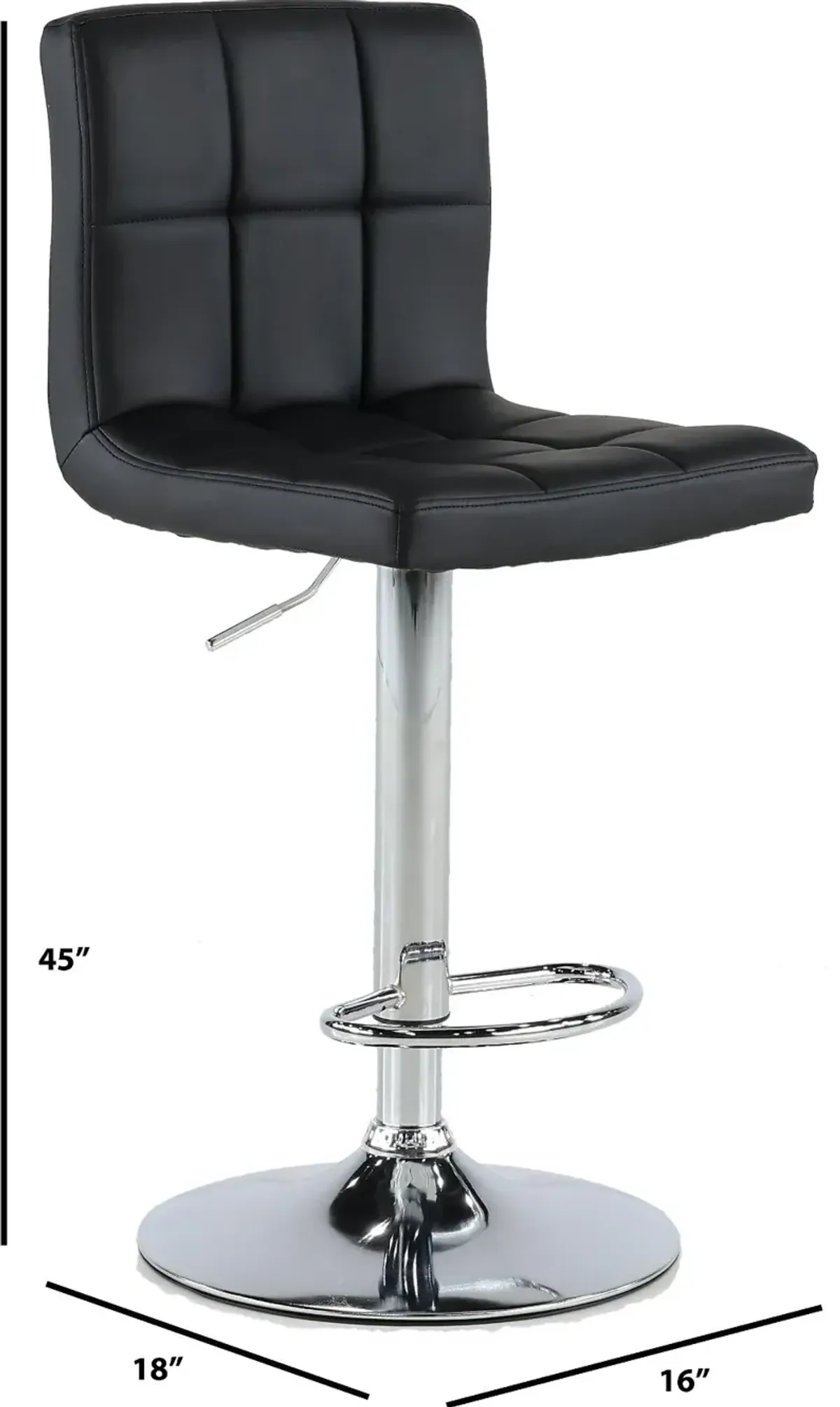 Dagmar Black Adjustable Height Swivel Bar Stool