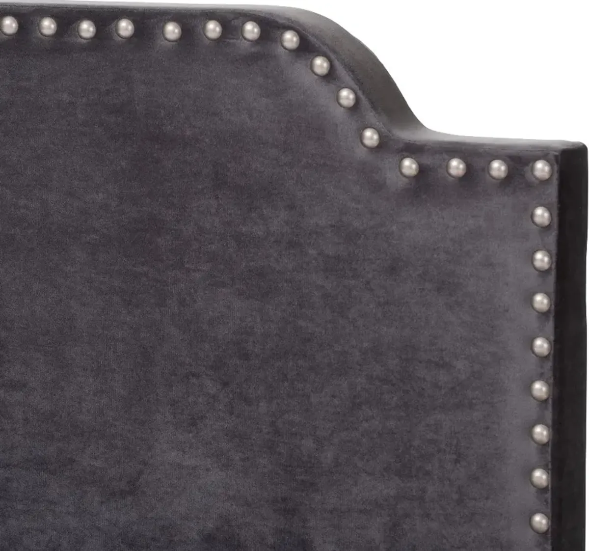 Glam Dark Gray Velvet Upholstered Full Bed - Eleanora