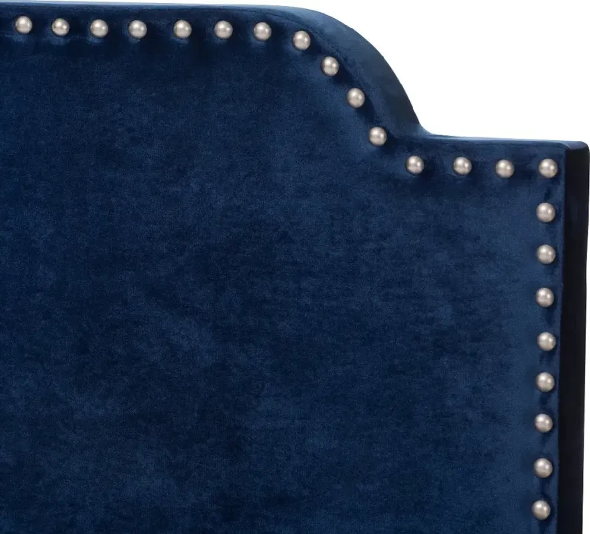 Glam Navy Blue Velvet Upholstered Full Bed - Eleanora