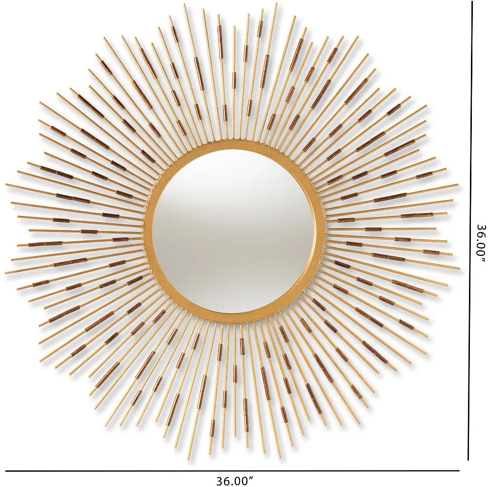 Modern Gold Sunburst Accent Wall Mirror - Auberon