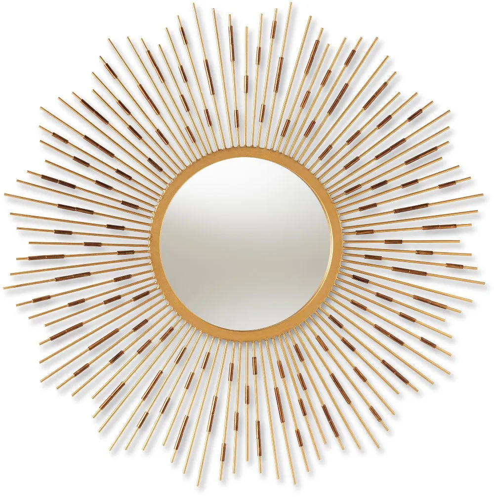 Modern Gold Sunburst Accent Wall Mirror - Auberon