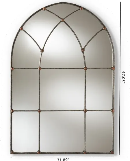 Vintage Antique Silver Arched Accent Wall Mirror - Grover