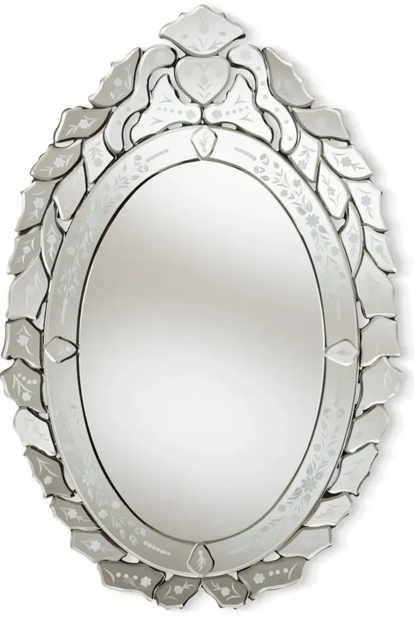 Traditional Silver Venetian Round Accent Wall Mirror - Roselyn