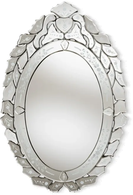 Traditional Silver Venetian Round Accent Wall Mirror - Roselyn