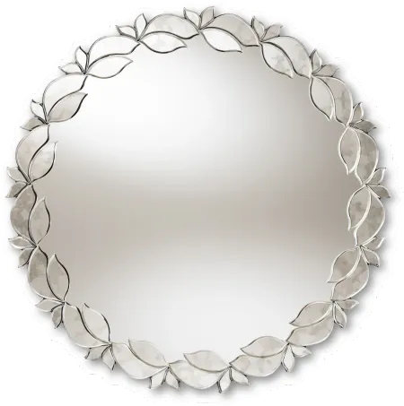 Contemporary Silver Petal Leaf Accent Wall Mirror - Ginny