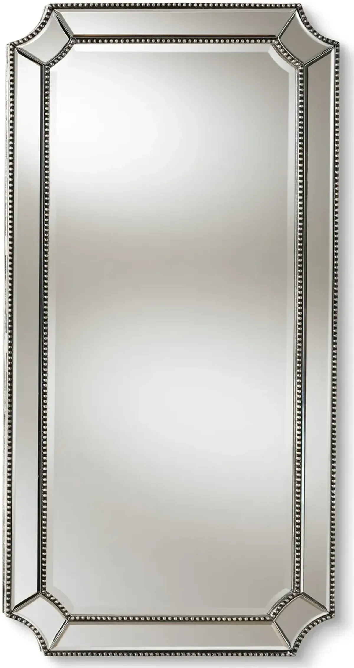 Art Deco Silver Rectangular Accent Wall Mirror - Iona