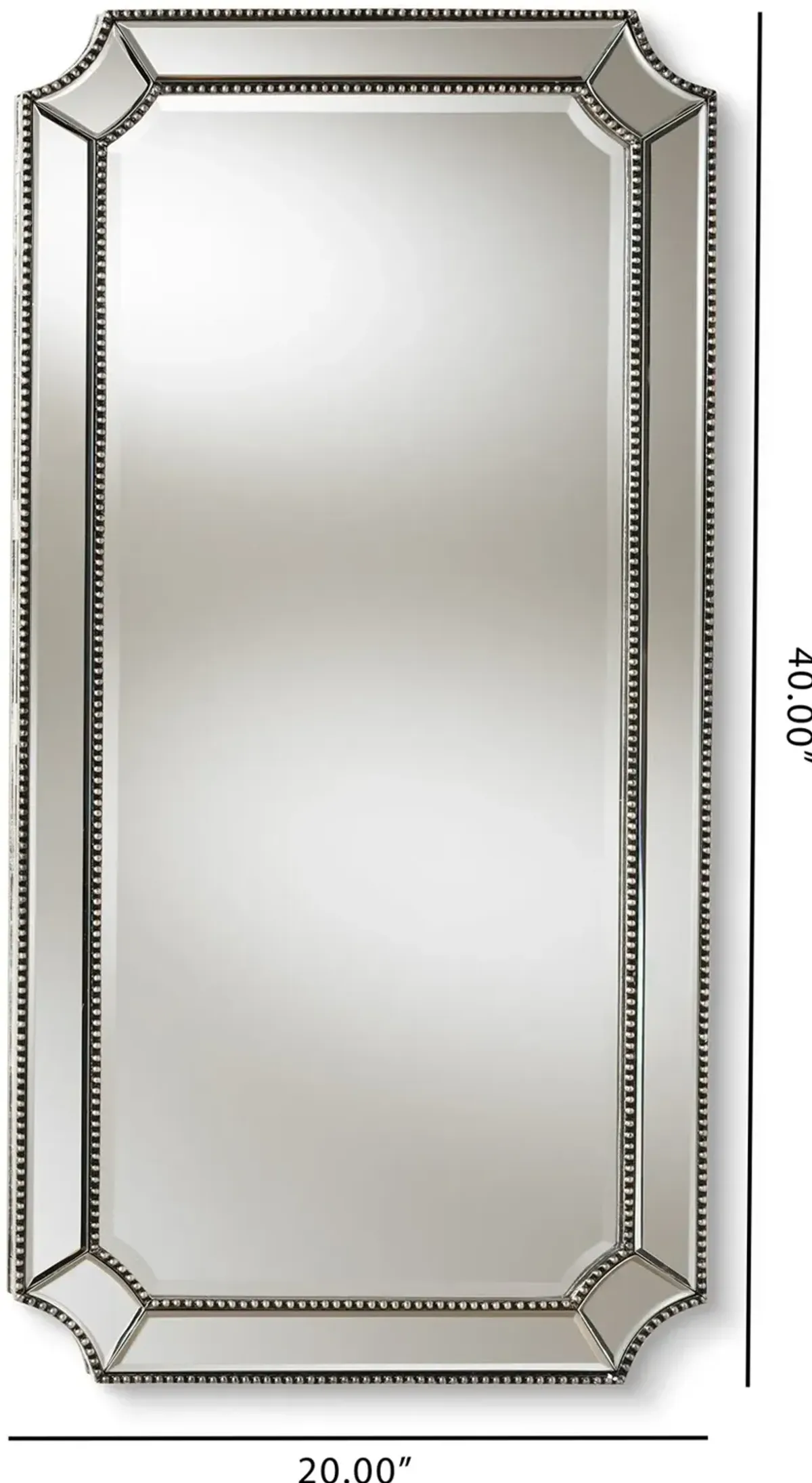 Art Deco Silver Rectangular Accent Wall Mirror - Iona