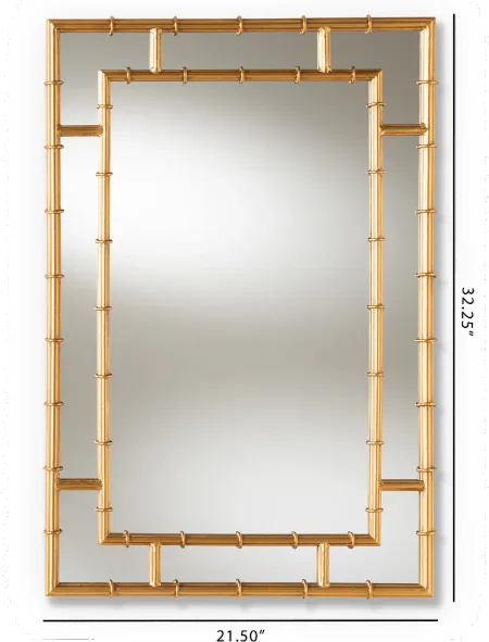 Modern Gold Bamboo Accent Wall Mirror - Phemie