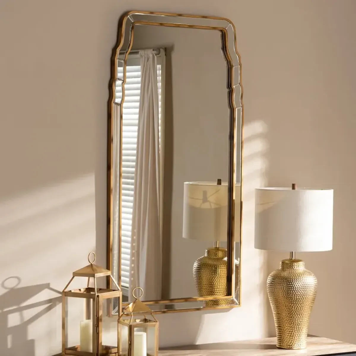 Contemporary Gold Accent Wall Mirror - Loreen