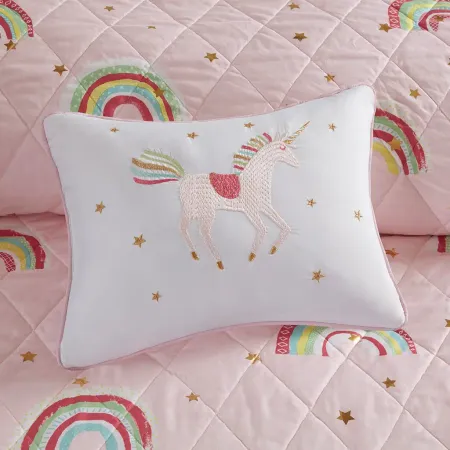 Pink and Rainbow Twin Alicia 3 Piece Bedding Collection