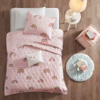Pink and Rainbow Twin Alicia 3 Piece Bedding Collection