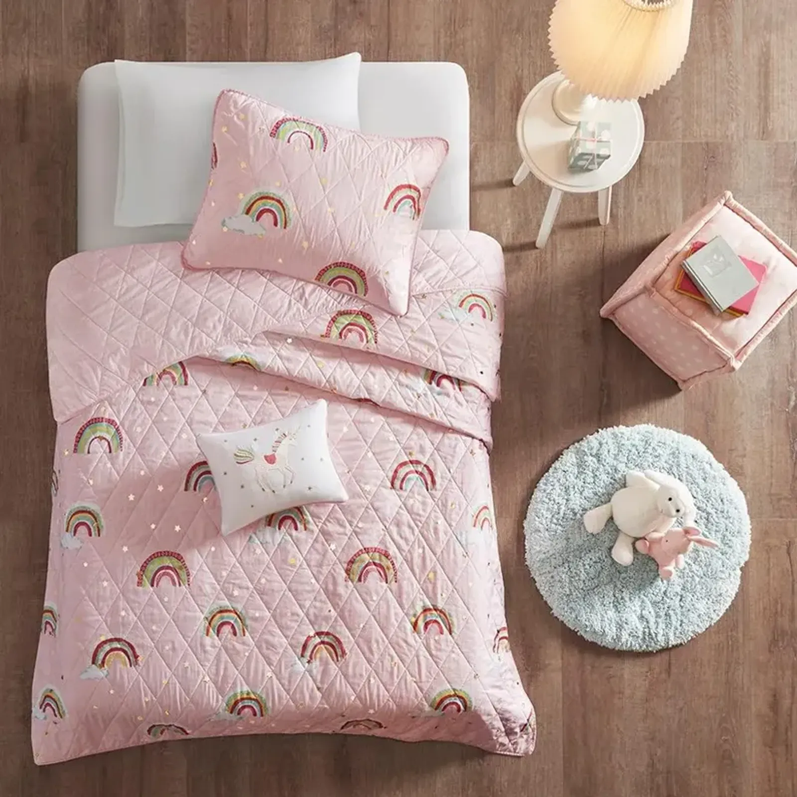 Pink and Rainbow Full Alicia 4 Piece Bedding Collection