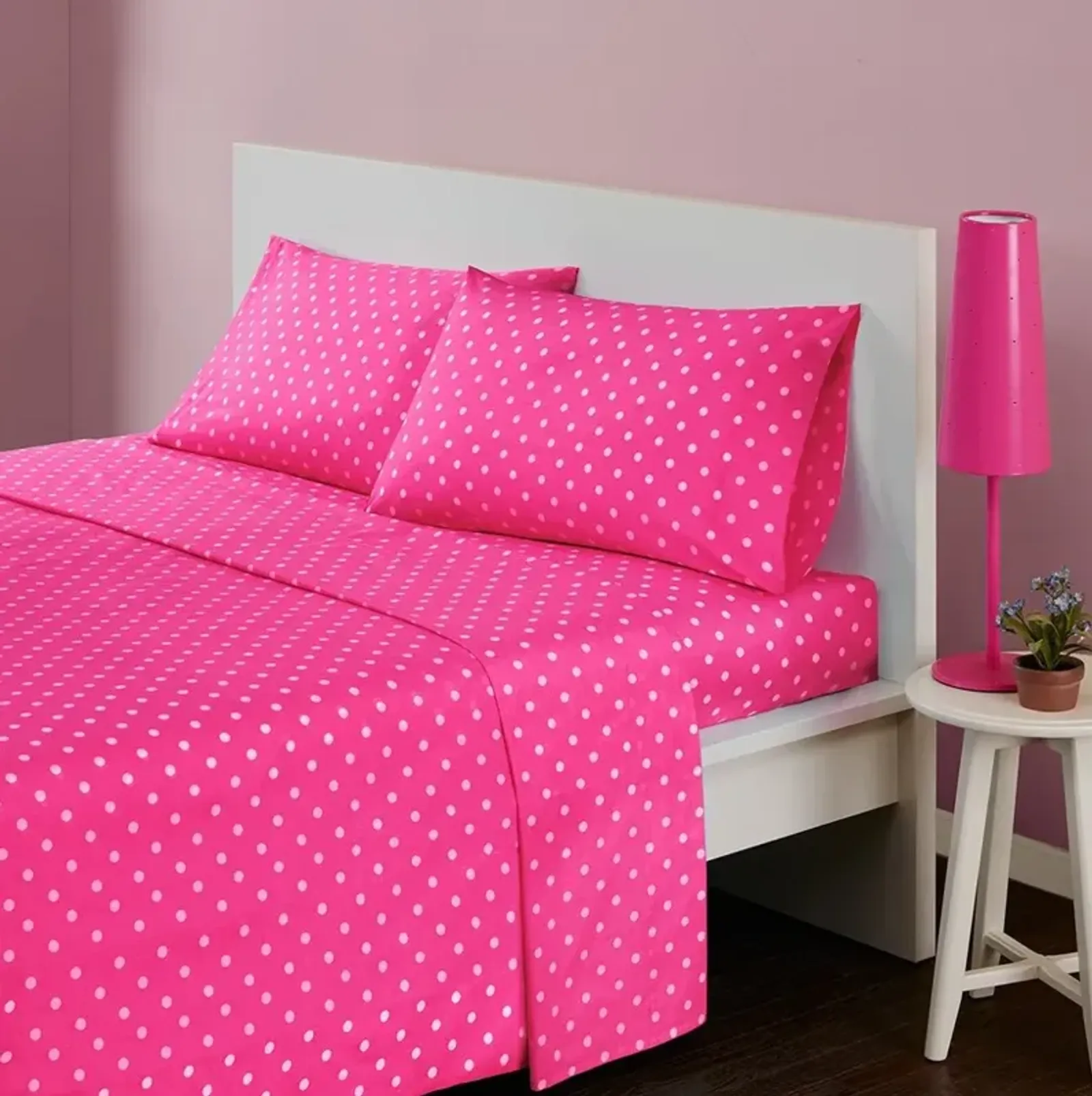 Pink Polka Dot Twin Mi Zone 3 Piece Sheet Set