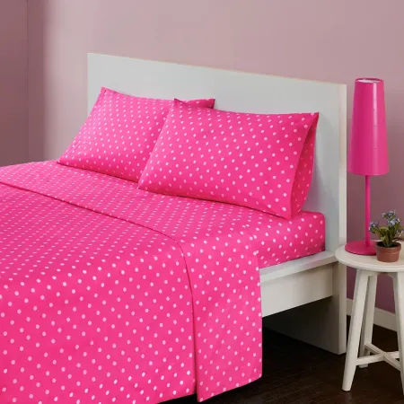 Pink Polka Dot Twin Mi Zone 3 Piece Sheet Set