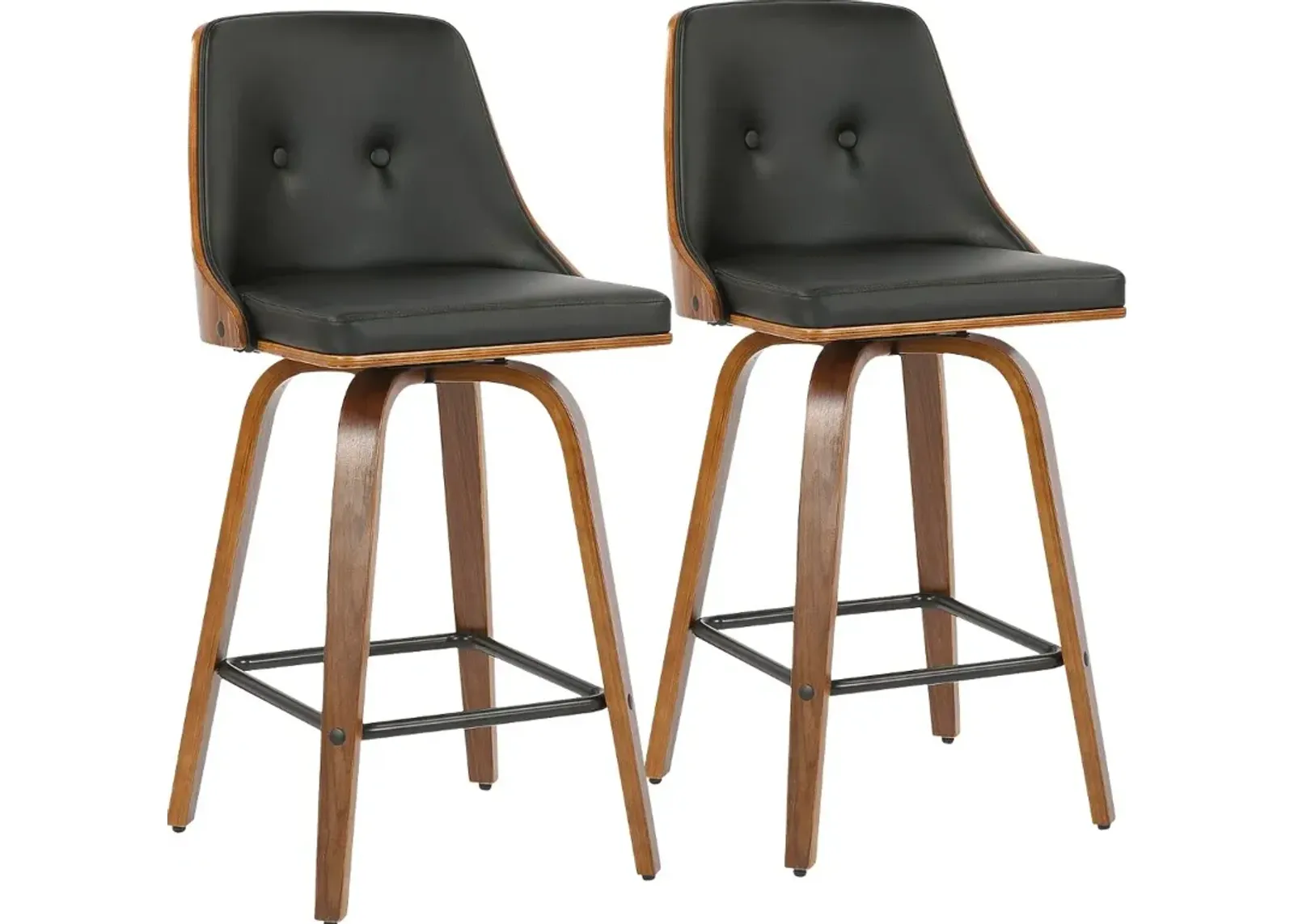 Mid Century Black Swivel Counter Height Stool (Set of 2) - Gianna