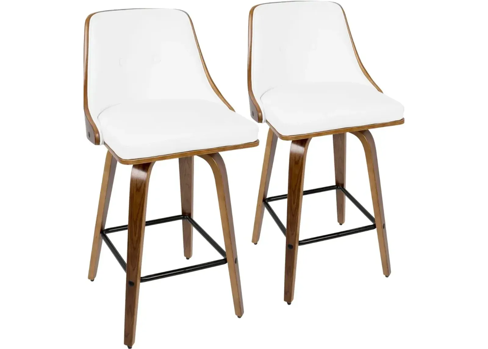 Mid Century White Swivel Counter Height Stool (Set of 2) - Gianna