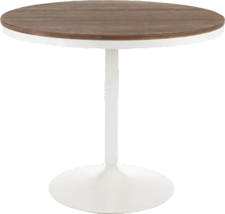 Industrial White Metal and Wood Round Dining Room Table - Dakota