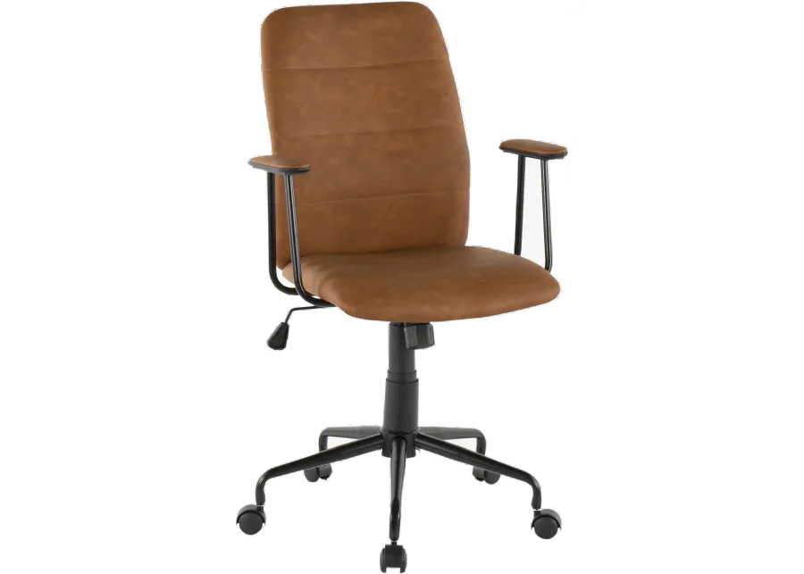 Brown Faux Leather Contemporary Office Chair - Fredrick