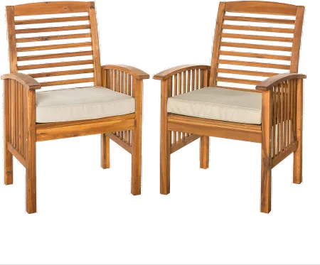 Acacia Wood Outdoor Patio Chairs with Cushions, set of 2 - Walker...