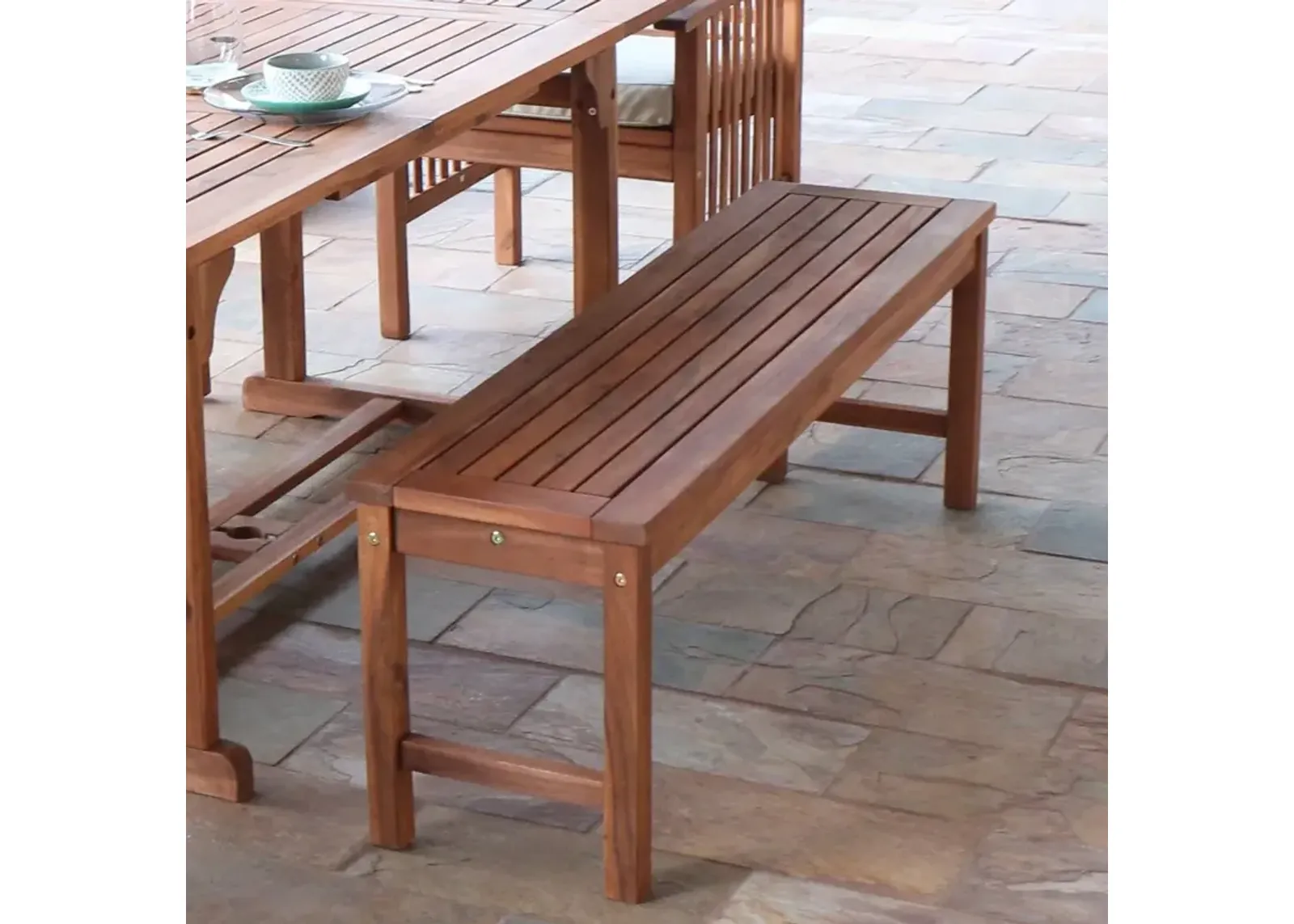 Acacia Wood Brown Outdoor Patio Bench - Walker Edison