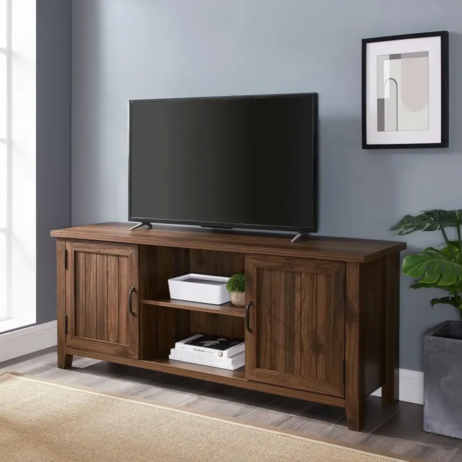 Carin Dark Walnut 58 Inch TV Stand - Walker Edison